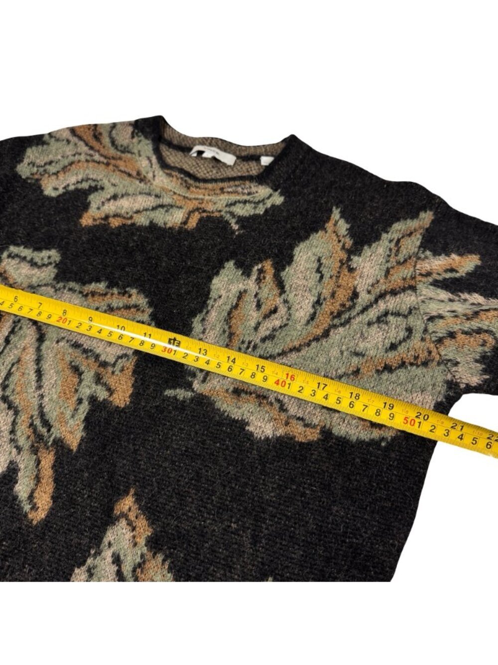 Vince Alpaca Blend Leaf Jacquard Sweater Sz S Oversized Boho - Picture 8 of 12